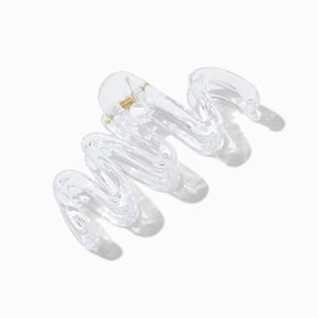 Pince &agrave; cheveux zig zag transparente de taille moyenne,