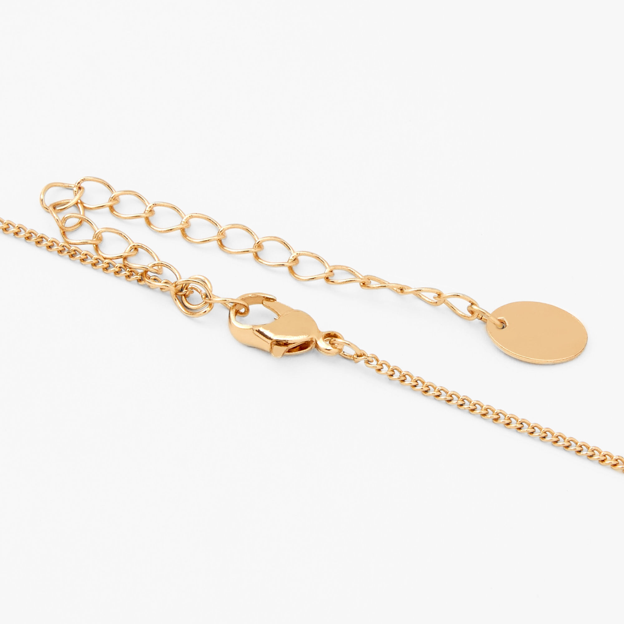 Gold Initial Rectangle Medallion Pendant Necklace - C,
