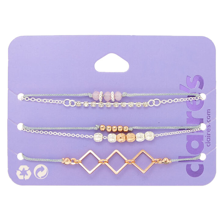 Rose Gold Bead Chain Bracelets - 5 Pack,