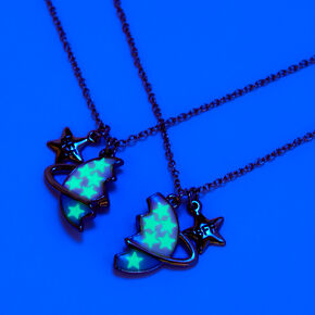 Best Friends Glow in the Dark Split Planet Pendant Necklaces - 2 Pack,