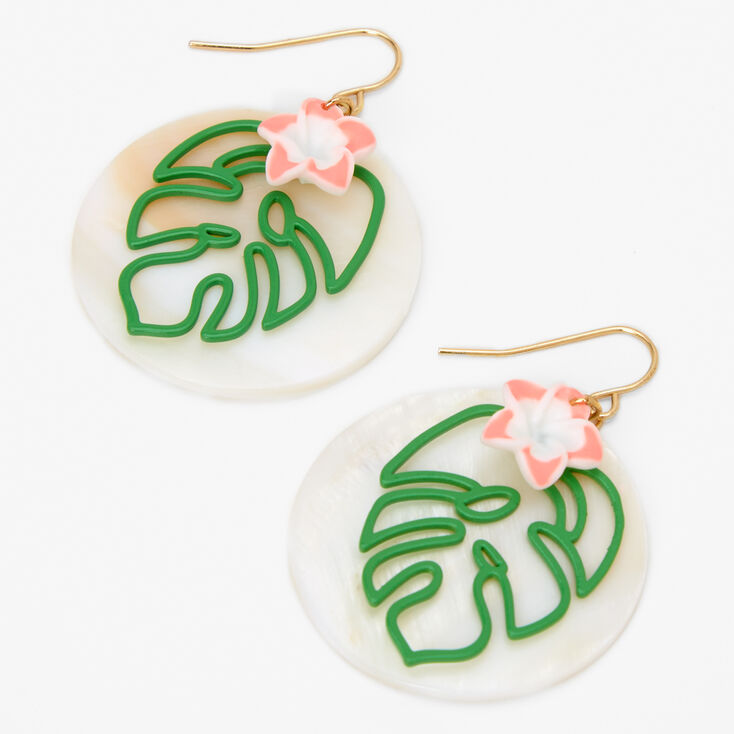 Tropical Round Shell 2&quot; Drop Earrings,