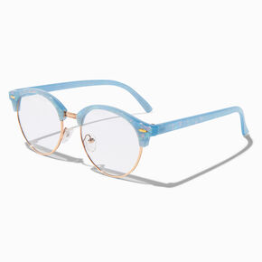 Lunettes &agrave; verres transparents ligne de sourcils holographiques bleues,