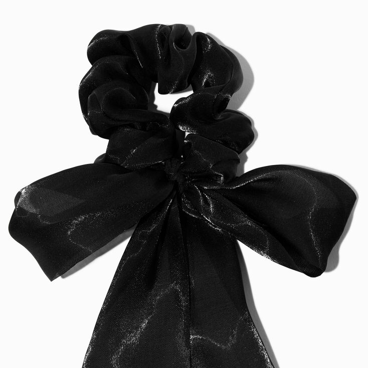 Black Sheer Bow Hair Scrunchie,