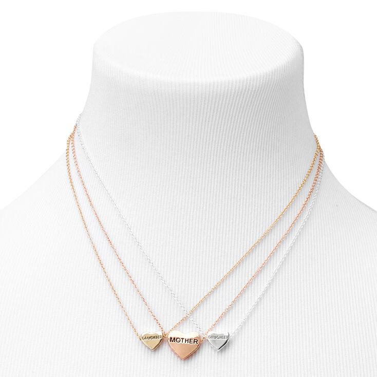 Best Friends Mother Daughter Heart Pendant Necklaces - 3 Pack,