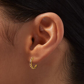 C LUXE by Claire&#39;s 18k Yellow Gold Plated Cubic Zirconia 8MM Fuchsia Bubble Huggie Hoop Earrings,