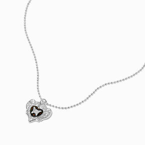 Silver-tone Mood Butterfly Heart Pendant Necklace ,