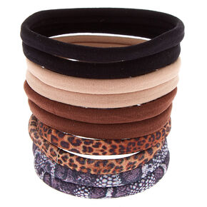 Animal Print Rolled Hair Bobbles - Brown, 10 Pack,