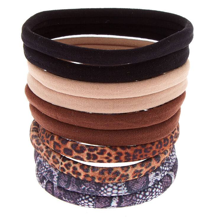 Animal Print Rolled Hair Bobbles - Brown, 10 Pack,