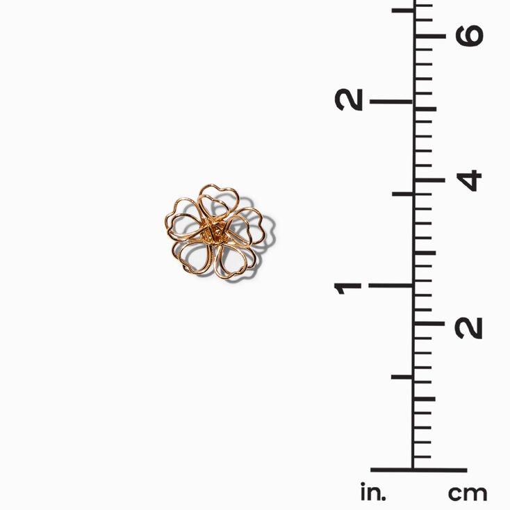 Gold-tone Wire Flower Stud Earrings,