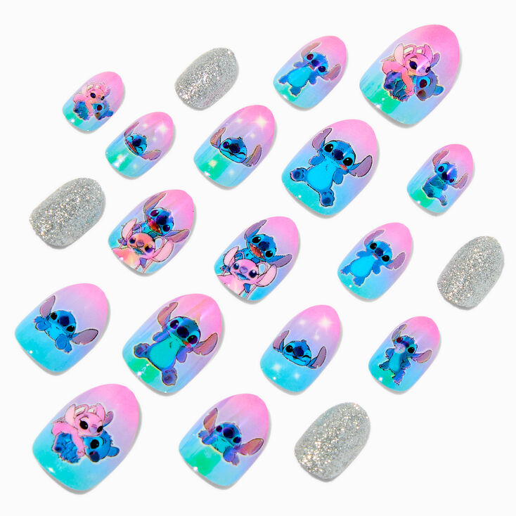 Disney Stitch Claire&#39;s Exclusive Bling Stiletto Press On Faux Nail Set - 20 Pack,