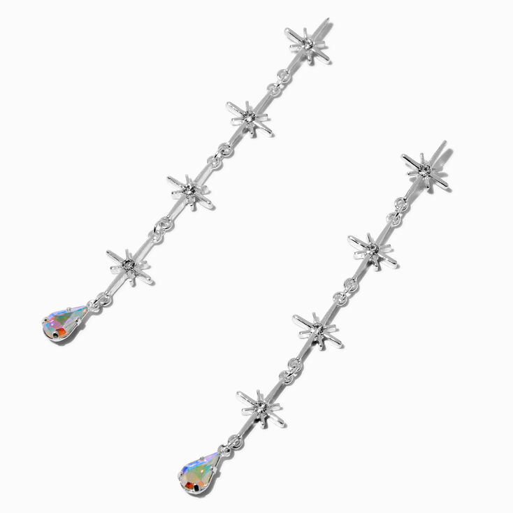 Pendantes lin&eacute;aires 8&nbsp;cm &eacute;toiles rayonnantes couleur argent&eacute;e,