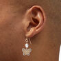 Gold-tone Pav&eacute; Butterfly Pearl Drop Earrings,