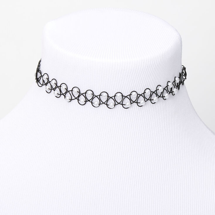 Pearl Tattoo Choker Necklace Claire's US