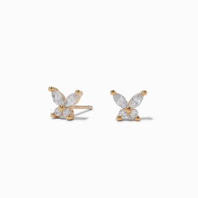 C LUXE by Claire&#39;s 18kt Gold Plated Cubic Zirconia Butterfly Earrings,