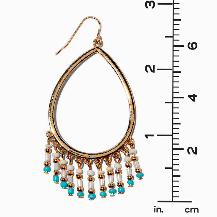 Turquoise &amp; White Beaded Chandelier Drop Earrings,
