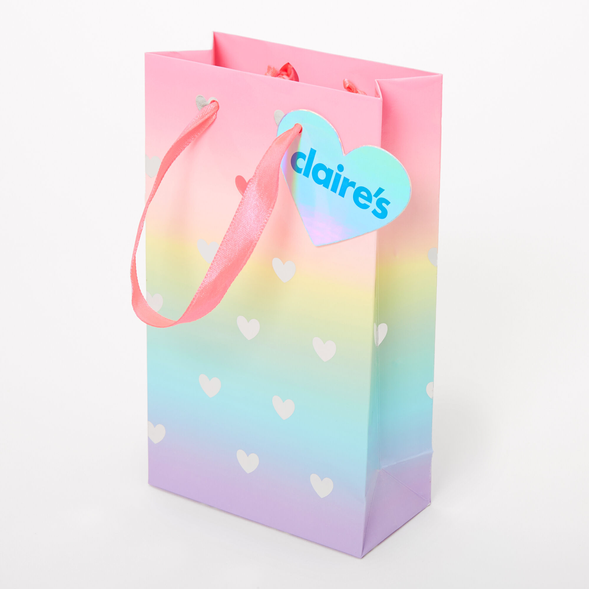 View Claires Small Hearts Gift Bag Rainbow information