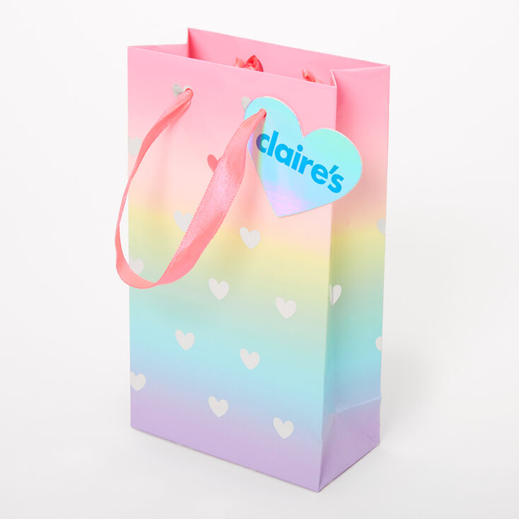 Claire's Sac cadeau de petite taille cœurs arc-en-ciel
