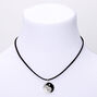 Silver Glitter Yin Yang Cord Pendant Necklace - Black,