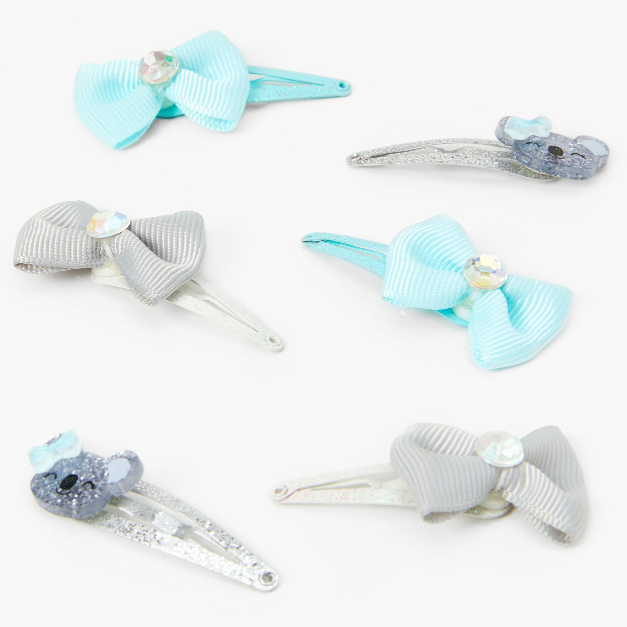 Claire S Club Glitter Koala Snap Hair Clips 6 Pack Claire S