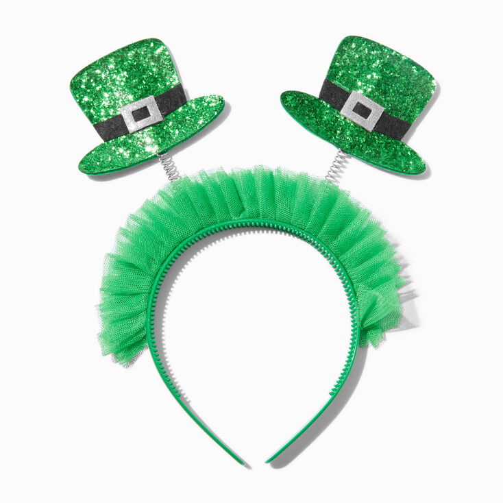 Serre-t&ecirc;te &agrave; antennes chapeau de leprechaun Saint-Patrick,
