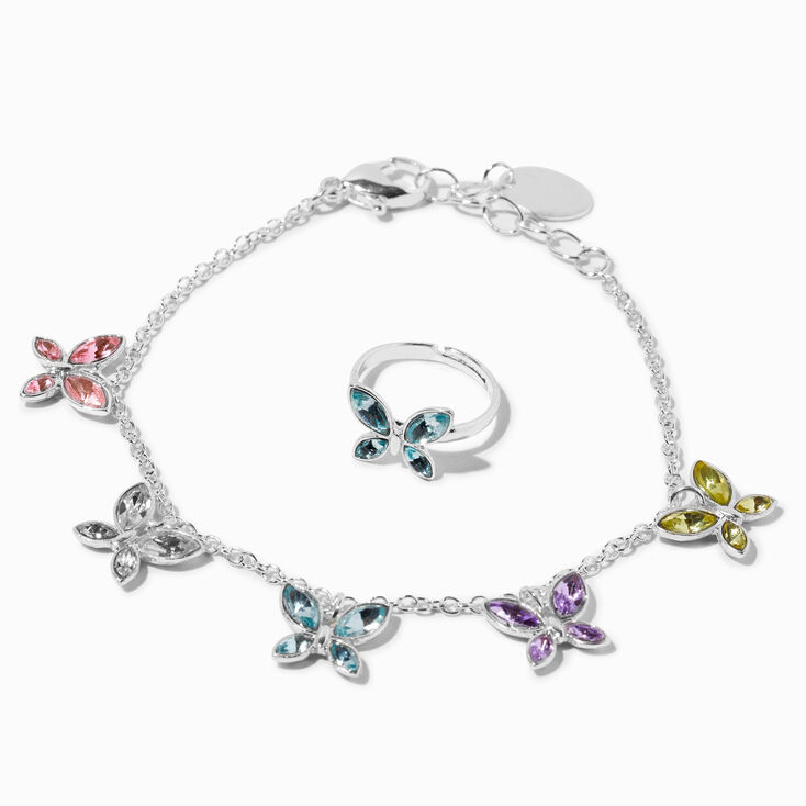 Claire&#39;s Club Silver Butterfly Jewelry Set - 3 Pack,
