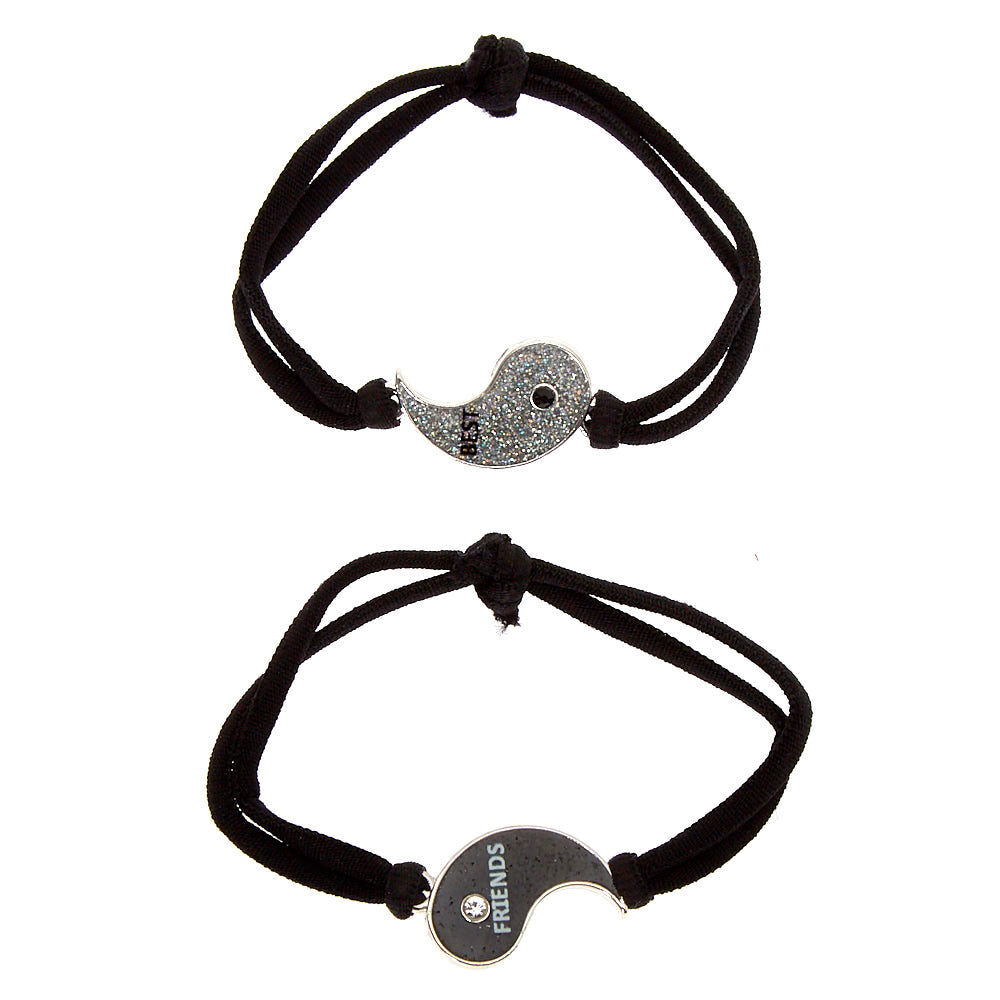 Yin & Yang Stretch Friendship Bracelets - Black, 2 Pack,