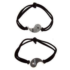Yin &amp; Yang Stretch Friendship Bracelets - Black, 2 Pack,