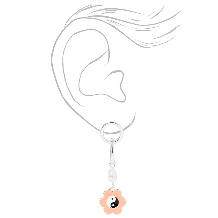 2&quot; Floral Yin Yang Drop Earrings,