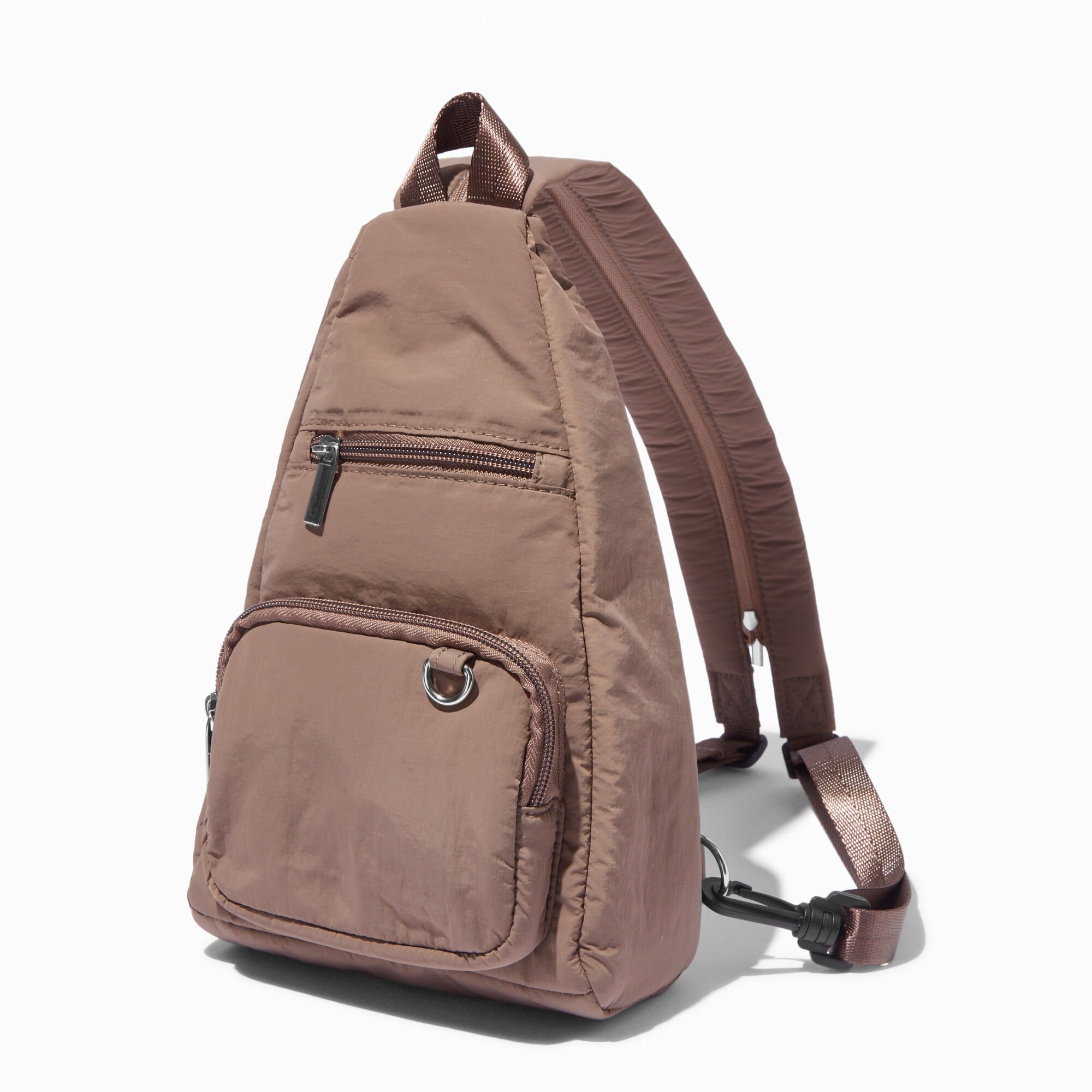 Taupe Nylon Crossbody Backpack,