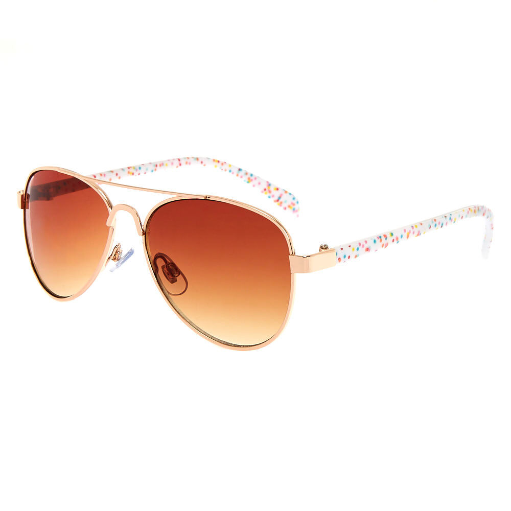 Claire s Club Rainbow Polka Dot Aviator Sunglasses
