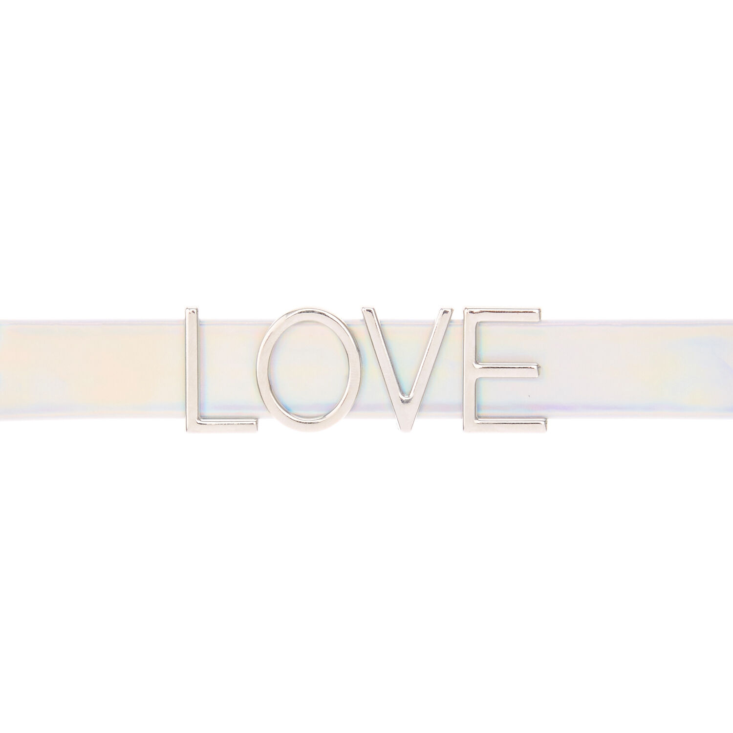 Thick Silver Holographic Love Choker Necklace,
