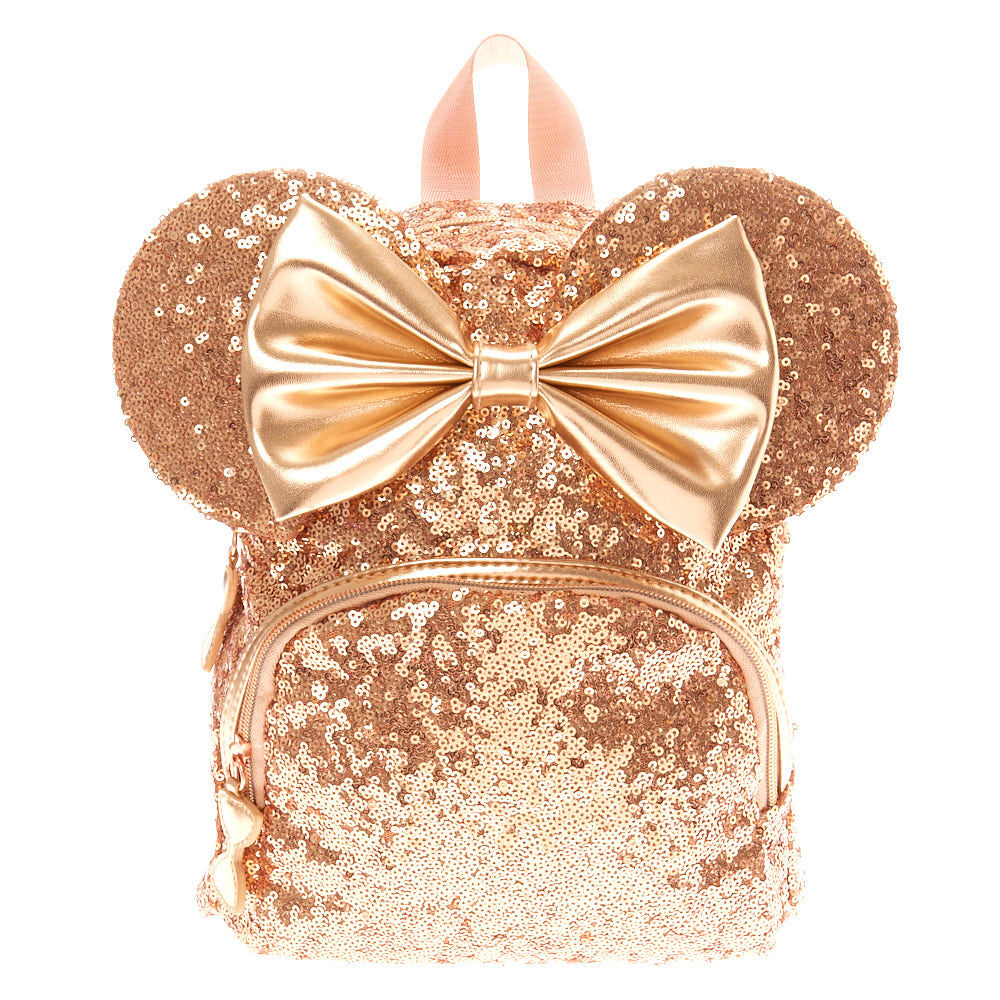 Rose gold sequin minnie mouse 2025 backpack