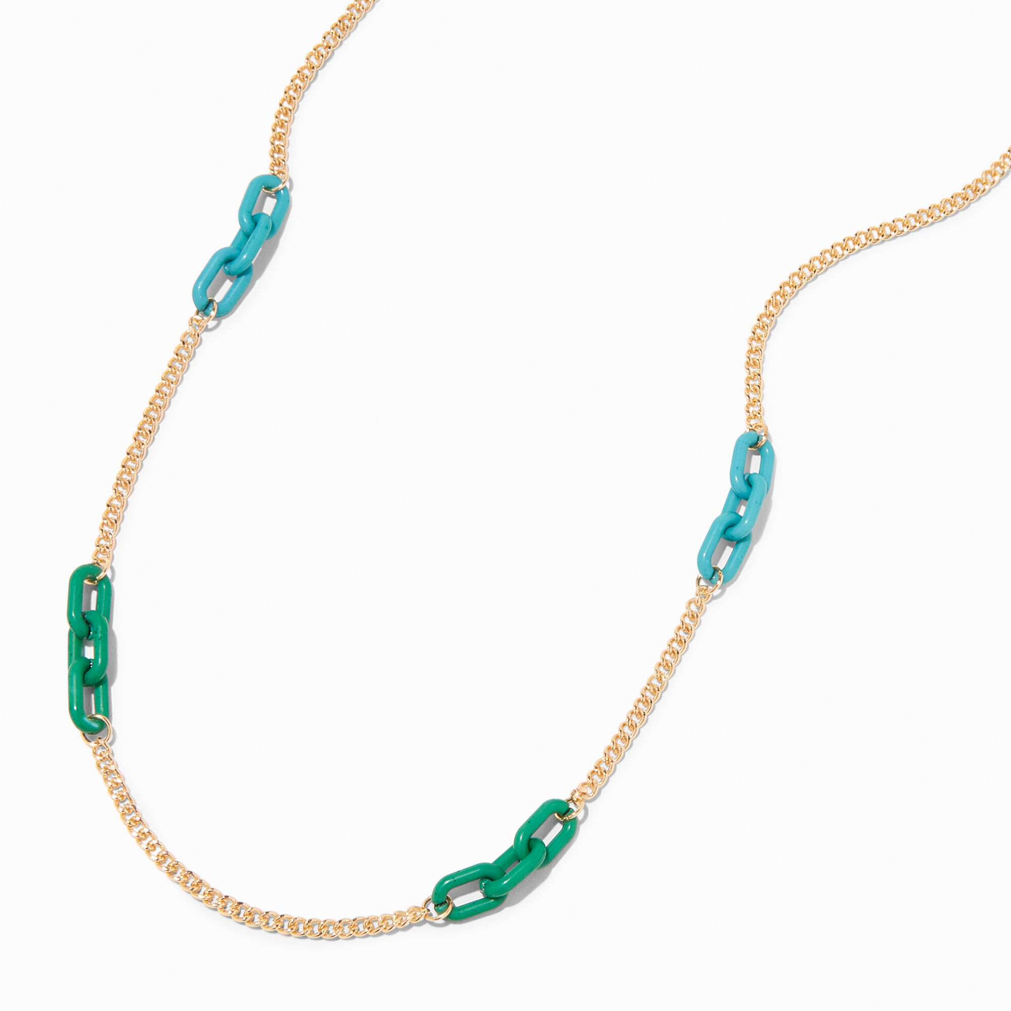 View Claires Blue Resin Chainlink GoldTone Long Necklace Green information