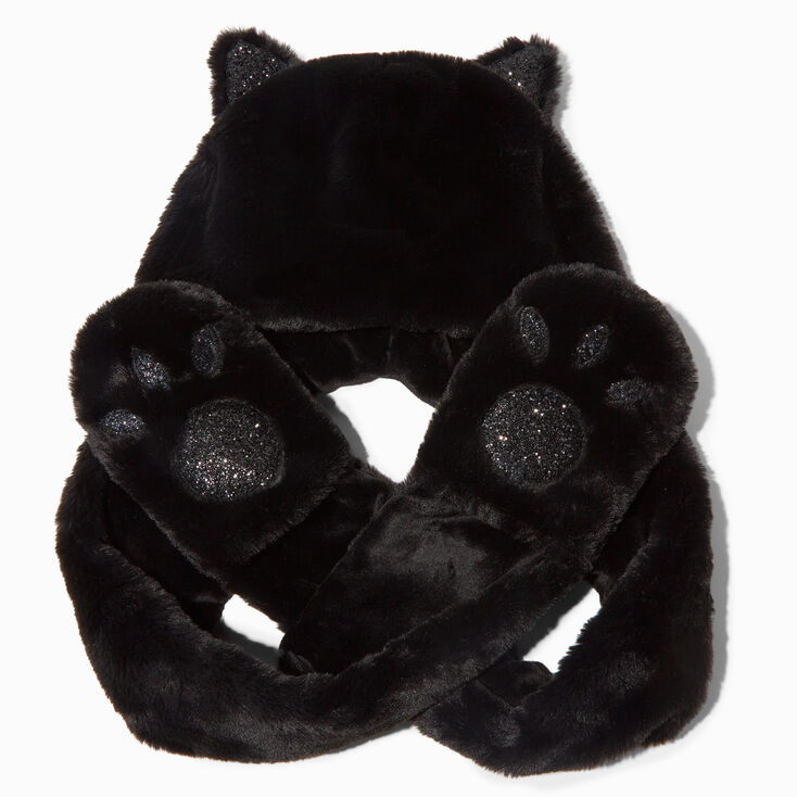 Black Cat Glitter Hood,