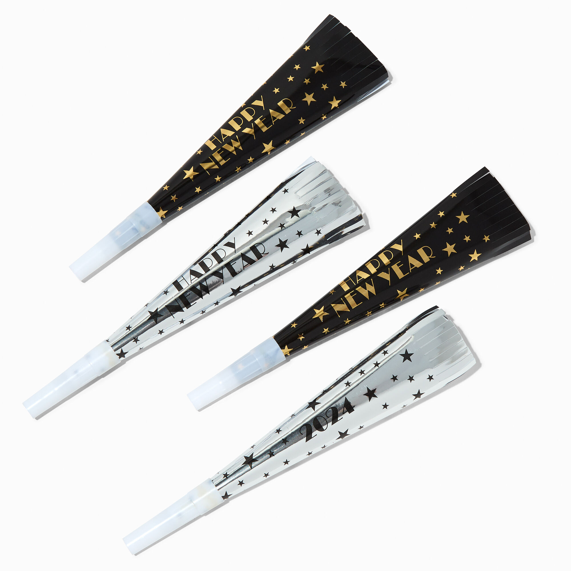 "Happy New Year" Party Horns - 4 Pack,