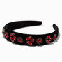 Black &amp; Red Bejewelled Wide Velvet Headband,