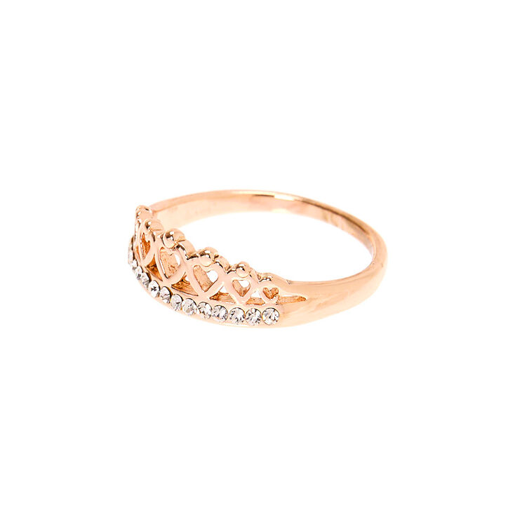 Rose Gold Embellished Tiara Ring,