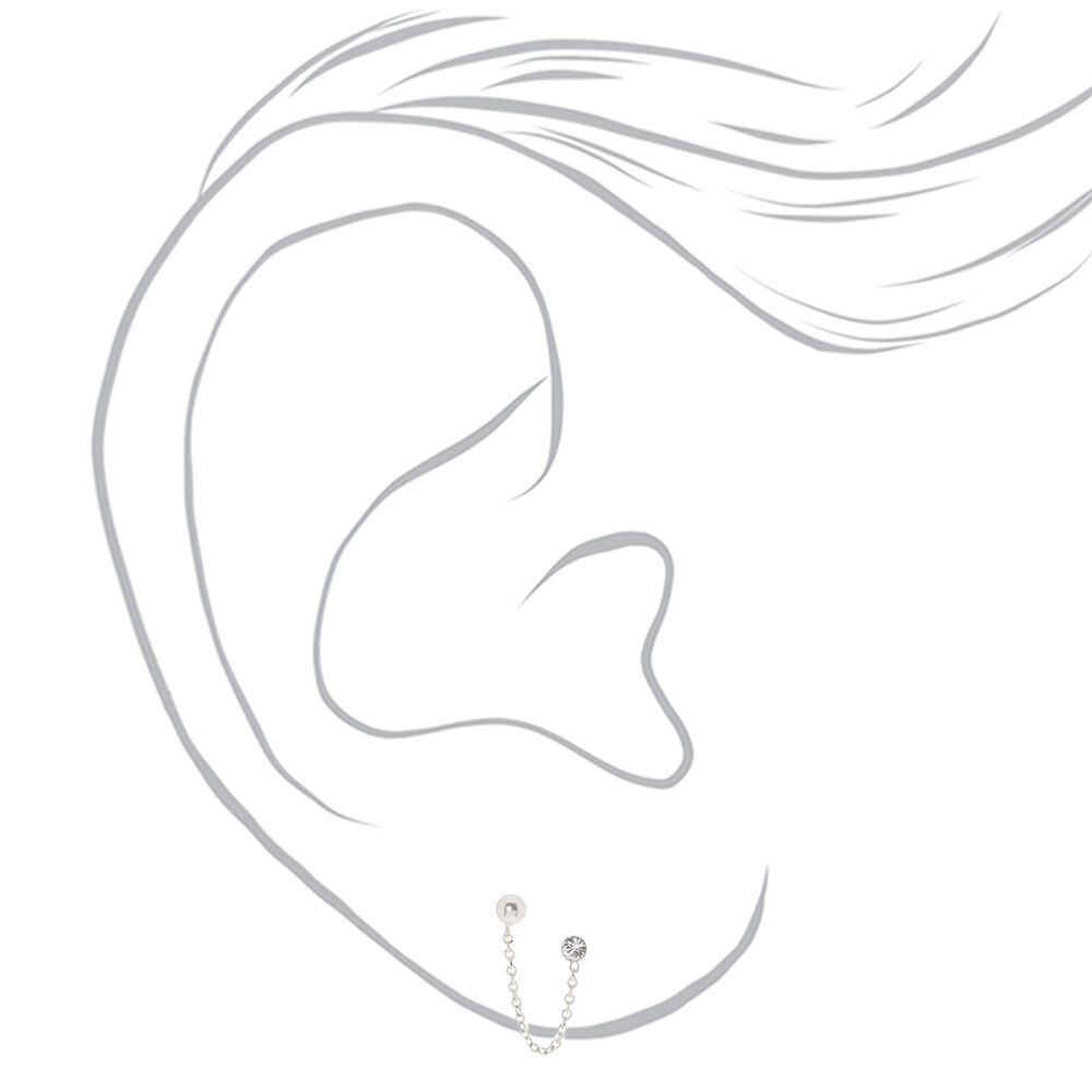 Two stud earrings connected by chain outlet