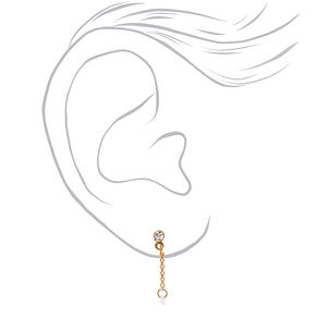18ct Gold Plated Crystal Chain Hoop &amp; Drop Earrings - 2 Pack,