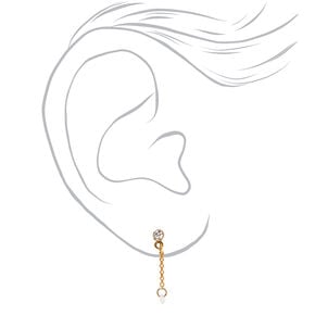 18ct Gold Plated Crystal Chain Hoop &amp; Drop Earrings &#40;2 Pack&#41;,