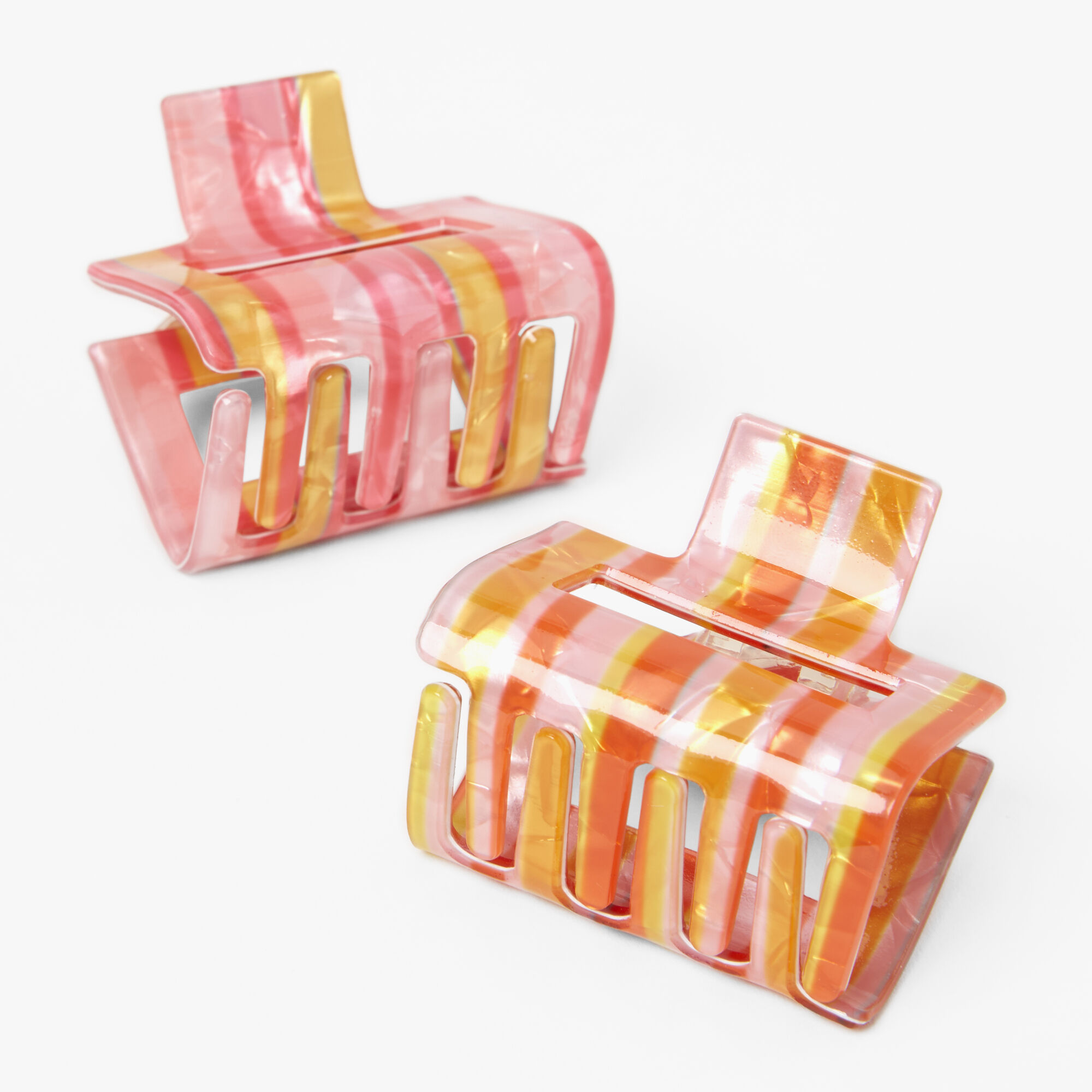 Claire's Pinces à cheveux rectangulaires à rayures funky (lot de 2)