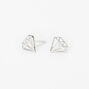 Sterling Silver Diamond Outline Stud Earrings,