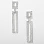 Silver 2&quot; Rhinestone Double Rectangle Drop Earrings,