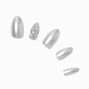 Silver Bling Stiletto Vegan Faux Nail Set - 24 Pack,