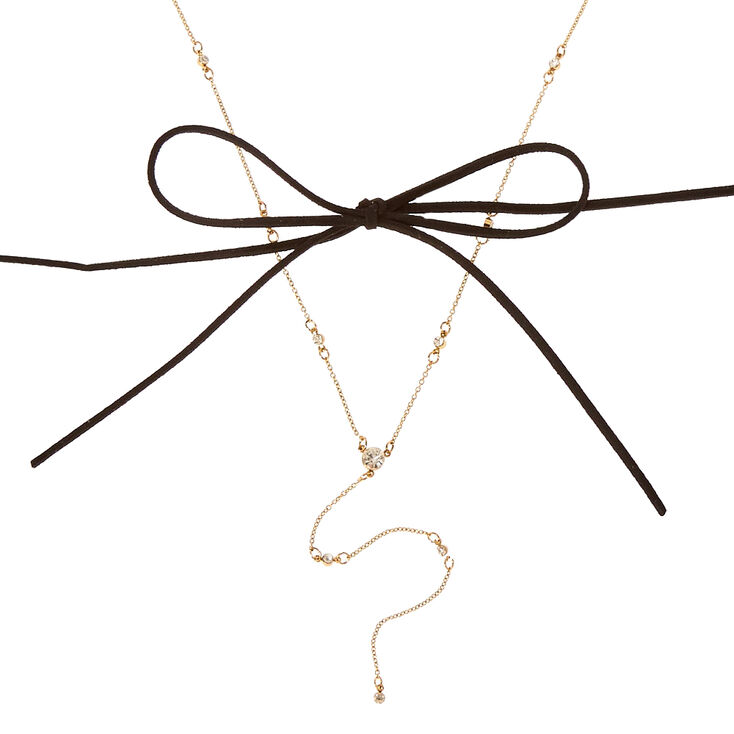 Black Bow & Gold Chain Choker Necklace | Claire's US