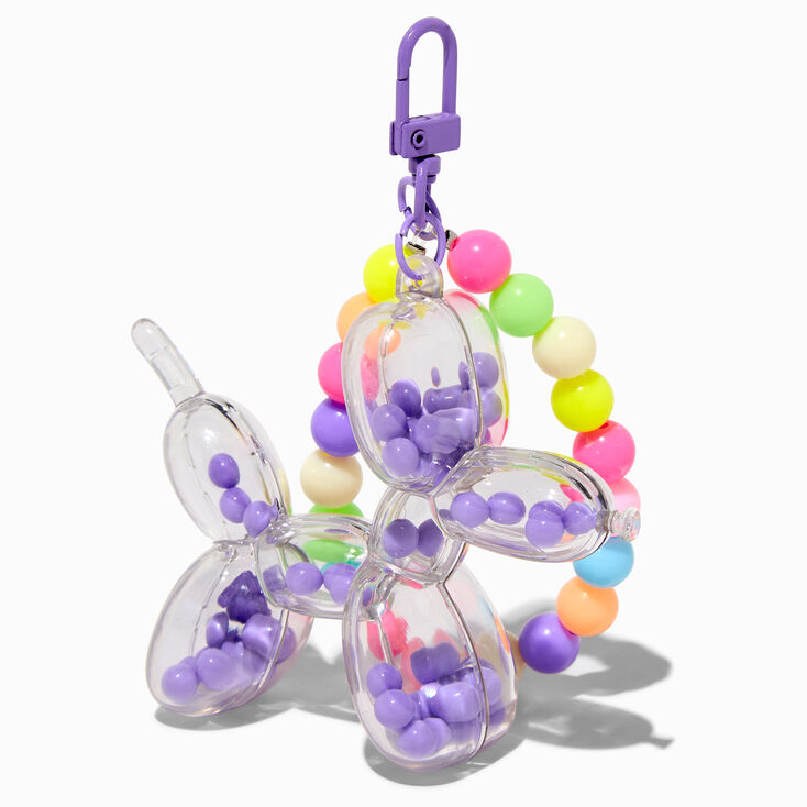 Purple Balloon Dog Shaker Wristlet Keyring,