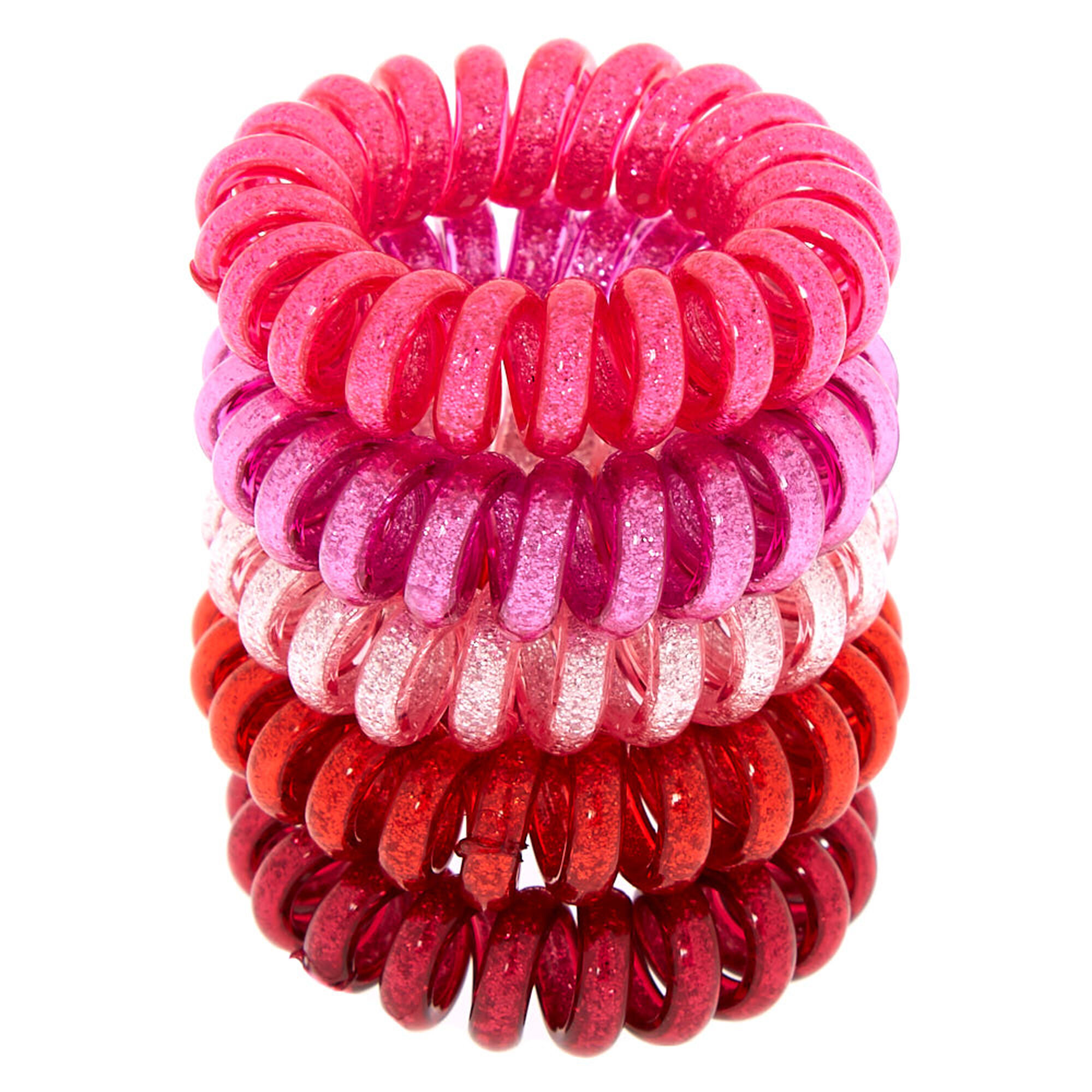 Mini Glitter Spiral Hair Bobbles Pink
