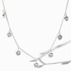 C LUXE by Claire&#39;s Sterling Silver Plated Cubic Zirconia Confetti Chain Necklace,