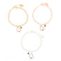 Mixed Metal Heart Chain Three Generation Bracelets - 3 Pack,