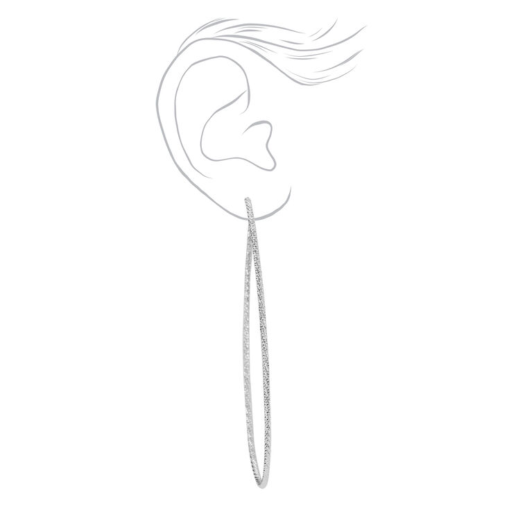 Silver 100MM Laser Cut Twisted Hoop Earrings,